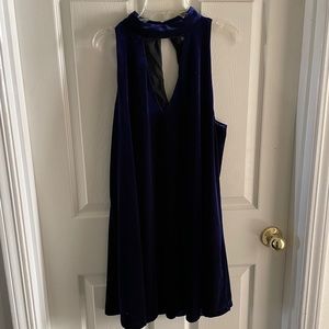 Navy cutout velvet dress